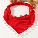 Red triangle scarf with hair ball headbandpicture7