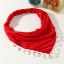 Red triangle scarf with hair ball headbandpicture8