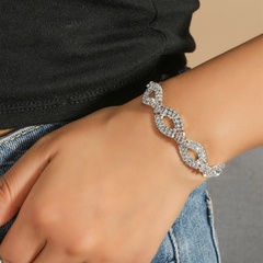 Fashion wave braided shape rhinestone alloy bracelet