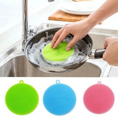 Silicone dishwashing brush round fruits and vegetables cleaning brush potholder kitchen supplies