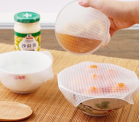 Alimentos Silicona Alimentos Película adhesiva Juego de 4 piezas Sellado Tazón Cubierta Herramienta de cocina
