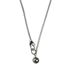 simple geometric ball stainless steel smiley print lobster clasp necklace