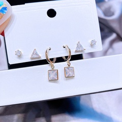 fashion earring set female simple and exquisite geometric zircon earrings jewelry wholesale