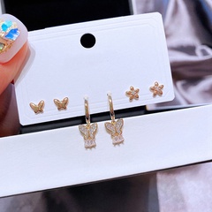 fashion earrings set zircon butterfly flower earrings ear buckles jewelry