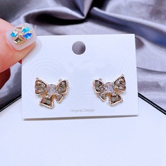 High-quality gemstone bow earrings fashion zircon earrings earrings cross-border new