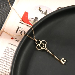 Brass material hollow key element simple sweater chain