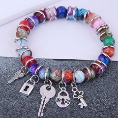 simple metal key lock accessories color beads temperament bracelet