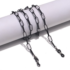 fashion simple black thick long square glasses rope metal glasses chain