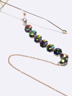 Octagonal colorful crystal glasses chain personality fashion glasses lanyard glasses accessories wholesale