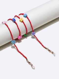 fashion soft pottery flower red rice bead glasses chain glasses rope mask chain
