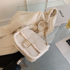 Simple chain new texture 2021 large-capacity furry one-shoulder messenger fashionable small square bag