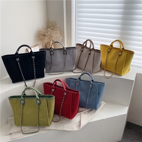 Foreign trade bag 2020 new trendy Korean portable canvas bag wild one-shoulder chain tote bag's discount tags