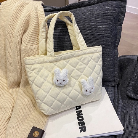 lindo bolso de mano de conejo bolso simple bolso de hombro de conejo con costuras acolchadas's discount tags