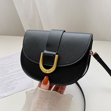 new Korean fashion solid color saddle messenger bag's discount tags