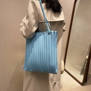 fashion soft leather simple largecapacity fold striped portable tote bagpicture22