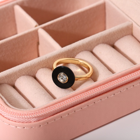 Punk black enamel round diamond gold ring wholesale's discount tags