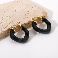 Retro black geometric black wave earrings alloy pendant earrings