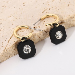 Retro black geometric square black piece earrings alloy pendant earrings