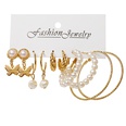2021 bohemian style womens jewelry alloy butterfly pearl twill earrings 5piece set wholesalepicture14