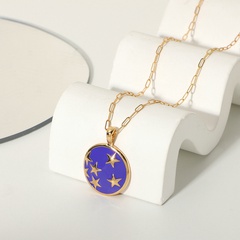 Purple Drop Oil Star Necklace Alloy Chain Accessories Pendant Necklace Jewelry