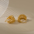 Boucles d39oreilles en forme de C en or vritable 18K plaqu cuivre de style rtro trois ranges de boucles d39oreilles en perles de mtalpicture11