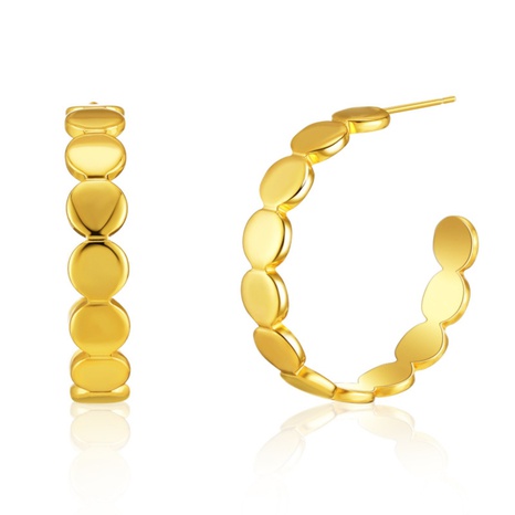 einfache C-förmige Ohrringe Retro glattes Kupfer 18K Gold Ohrringe kleiner Schmuck's discount tags
