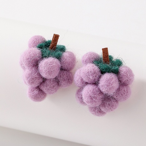 Boucles d'oreilles simples en laine violette tissées à la main Boucles d'oreilles en fruits à la mode coréenne femme's discount tags