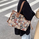 retro bear printing handbag canvas largecapacity shoulder bag commuter tote bagpicture11