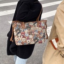 retro bear printing handbag canvas largecapacity shoulder bag commuter tote bagpicture12
