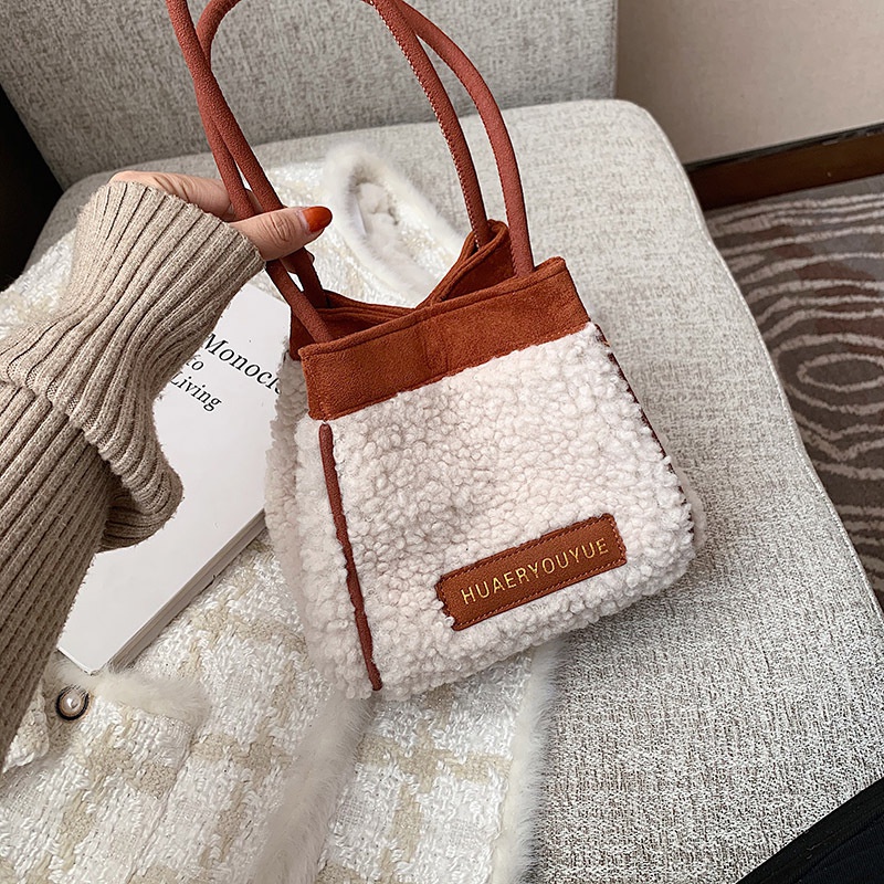 Casual design western style portable plush small bag casual oneshoulder bucket bag NHJZ453303