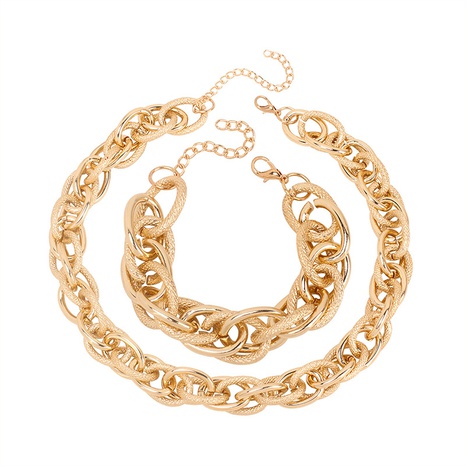 Ensemble de combinaison de bracelet de collier ras de cou personnalisé en aluminium exagéré doré en gros's discount tags