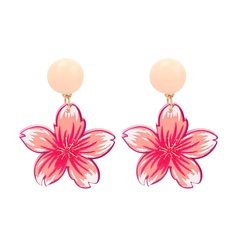 fashion acrylic sheet pink flower earrings Korean fashion design sense resin earrings wholesale