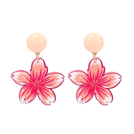 Mode Acrylblatt rosa Blume Ohrringe koreanische Modedesign Sinn Harz Ohrringe Großhandel's discount tags