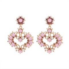fashion light luxury pink rhinestone heart earrings new fashion design sense earrings wholesale