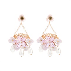 fashion acrylic flower earrings Korean fashion light luxury personality design pearl earrings