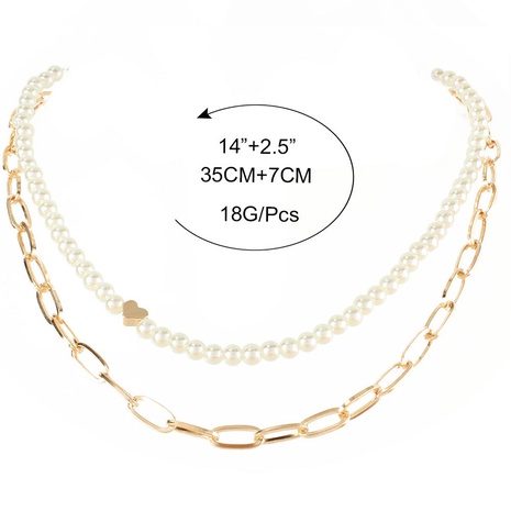 Collier long chaîne de perles rondes en forme de coeur de perle de mode européenne et américaine femme en gros's discount tags