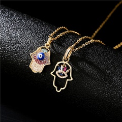 fashion palms Devil's eyes oil drop copper plated real gold micro-inlaid zircon necklace female