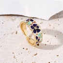 European and American fashion copper microinlaid zircon jewelry new oil drop flower opening ring adjustablepicture9