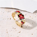European and American fashion copper microinlaid zircon jewelry new oil drop flower opening ring adjustablepicture11