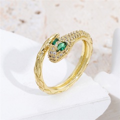 cross-border Europe and America fashion copper micro-inlaid zircon snake ring opening design can be adjusted new