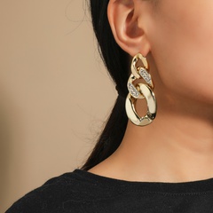 neue Art geometrische Kette Ohrringe Mode Retro Nische Design Sinn Diamantlegierung Ohrringe