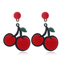 European and American Fashion Indie Pop, Sweet and Cute Fruit Earrings Personality Simple Trend Exaggerated Versatile Red Cherry Earrings