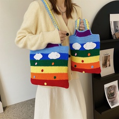 autumn and winter new trendy fashion clouds rainbow woven bag
