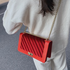 Kette Goldsamt One-Shoulder-Kleine quadratische Tasche Mode koreanische neue einfarbige weibliche Tasche