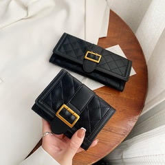 Women's Wallet Summer Thin 2021 Folding Design Long Wallet Rhombus Ins Style Three Fold Student Short Wallet