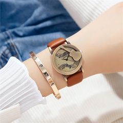 Reloj de pulsera de cuarzo con cáscara de bronce retro, reloj de moda con símbolo de música de guitarra y personalidad