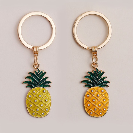 creative zinc alloy dripping oil fruit pineapple keychain pendant accessory's discount tags