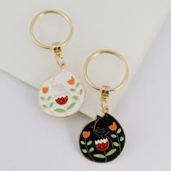 New alloy drip oil jewelry accessories pendant flowers moon cat series key chain