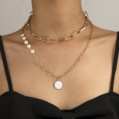 Europäische und amerikanische grenz überschreitende neue Mode kreative ins Wind Smiley Halskette Persönlichkeit Smiley Gesicht Perlen Nähte mehr schicht ige Halskette weiblich