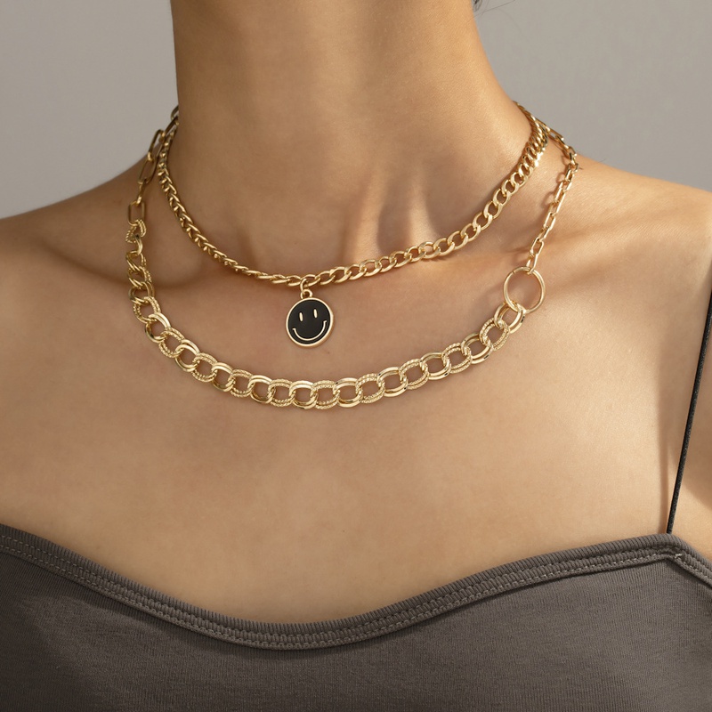 neue Art und Weise lchelndes Gesicht mehrschichtige Halskettenpersnlichkeit einfache nhende Halskette weiblich